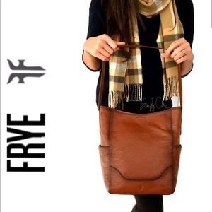 New FRYE Leather Side Pocket Hobo Cognac Shoulder